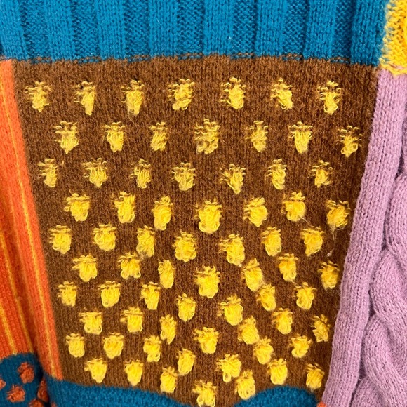 Cider Oversized Patchwork Sweater XL Whimsigoth Indie Granola Chunky Colorful 3D - Picture 6 of 10